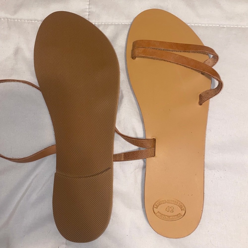 Brown Leather Strappy Sandals - Picture 2 of 4